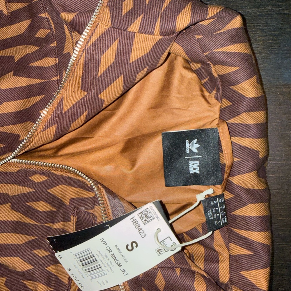 adidas Brown Patterned Cropped Bomber Jacket - image 8
